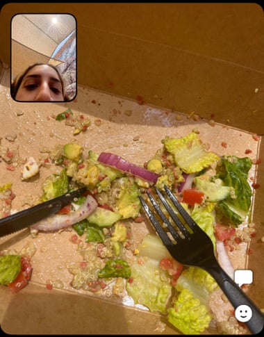 a mostly eaten salad with a picture of the author inset at the top left