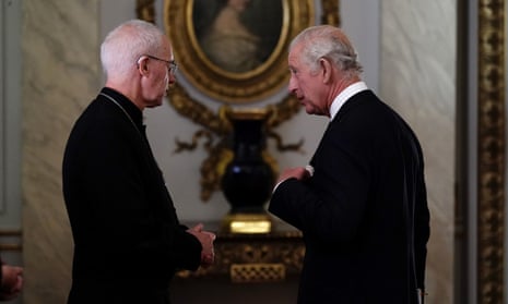 King Charles III with the archbishop of Canterbury,  Justin Welby.