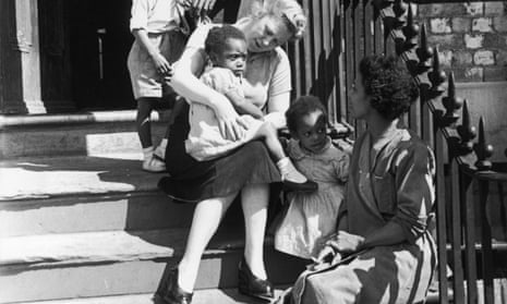 West Indian immigrants with a white neighbour in Liverpool, 1949