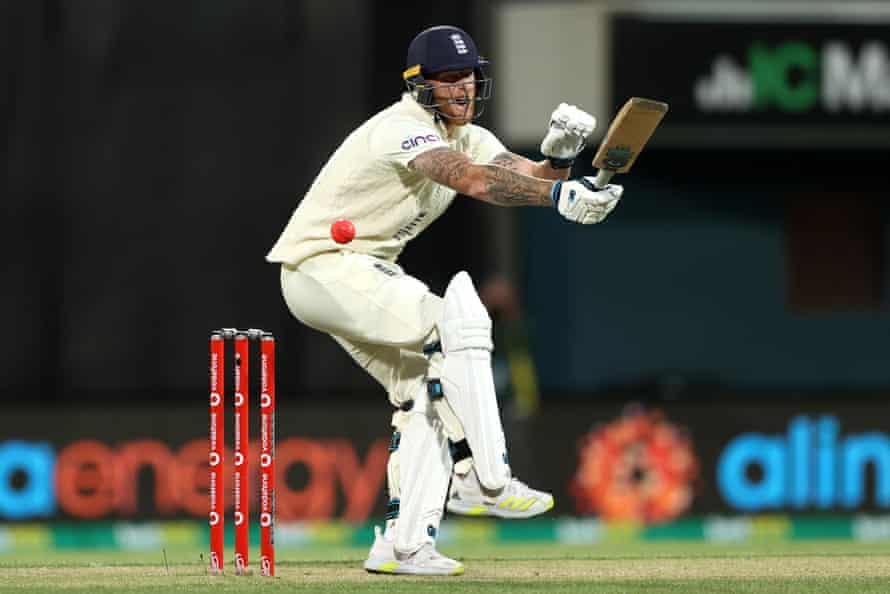 Stokes takes a ball in the hip.