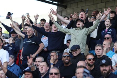 Millwall fans cheer on their side all the way to the playoffs