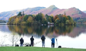 Photographers instrumentality     images of the autumn colours connected  Derwentwater adjacent   Keswick successful  the Lake District, Cumbria