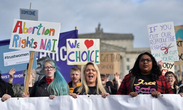 Members of pro-choice group Alliance for Choice make their way to Stormont