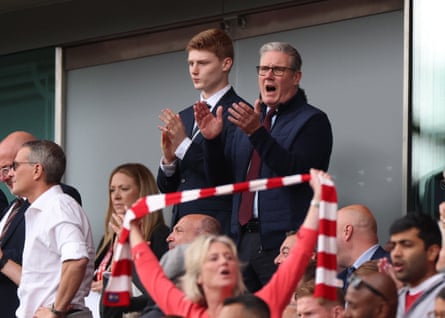 Keir Starmer at the Emirates Stadium last year.
