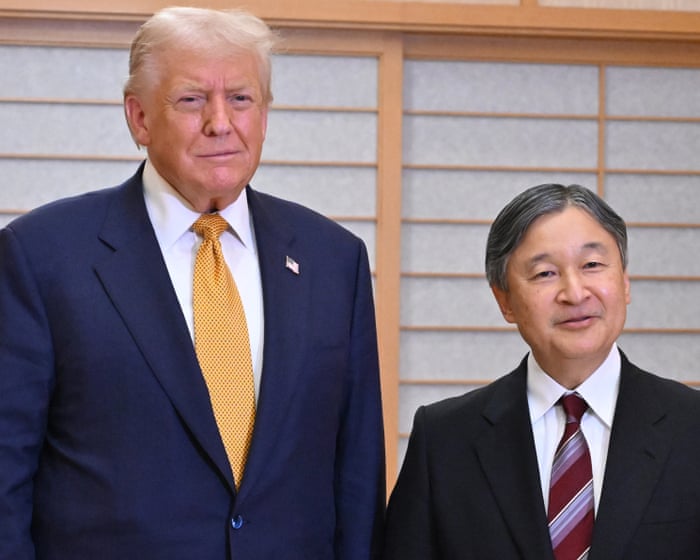 Donald Trump greeted by Emperor Naruhito in Japan before meeting new prime minister – US politics live