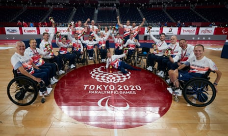 The ParalympicsGB team celebrate with their gold medals after defeating USA in the final.