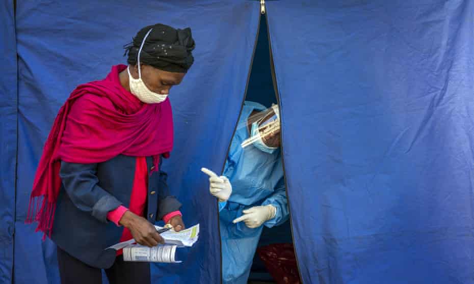 people being tested for COVID-19 as well as HIV and Tuberculosis, in downtown Johannesburg