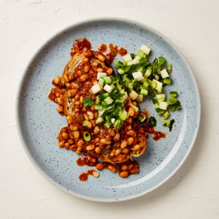 Yotam Ottolenghi Spicy baked beans on toast with apple and cucumber salsa