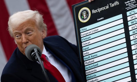 President Trump delivers remarks on tariffs, at the White House.
