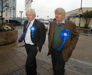 Johnson with father, Stanley, in Devon, April 2005