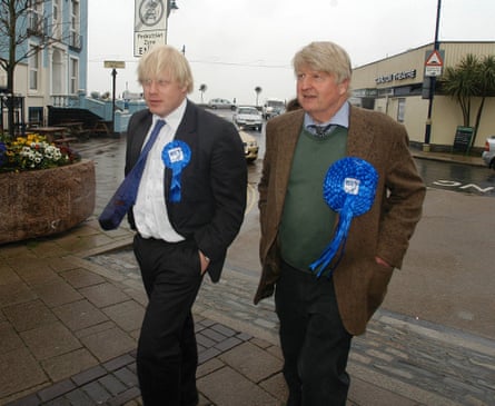 Johnson with father, Stanley, in Devon, April 2005