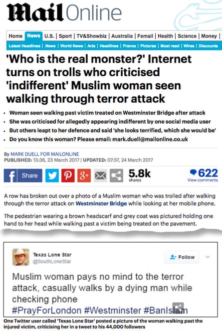 Screenshot of the Mail Online story published on 24 March 2017.