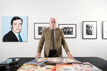 Henry Gillespie with Andy Warhol's portrait of him in the background