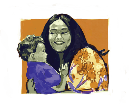 illustration of woman and child