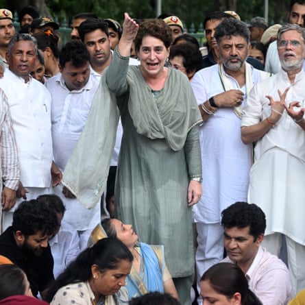 Priyanka Gandhi Vadra among a crowd