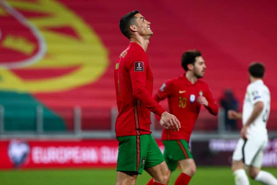 Cristiano Ronaldo rues a missed chance.