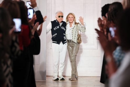 Ralph and Ricky Lauren pose on the catwalk at New York fashion week.
