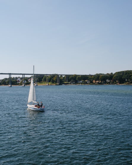Sail boat on the water near the coastline of Svendborg.
