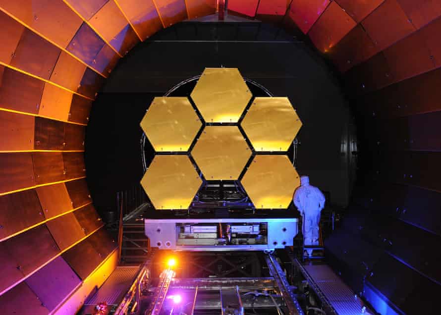The flight mirrors of the telescope undergo cryogenic testing at Nasa’s Marshall Space Flight Center in Huntsville, Alabama.