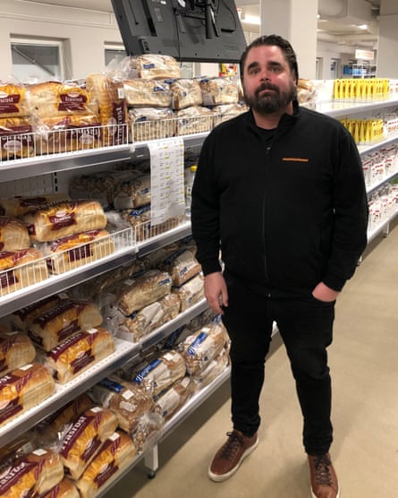 Johan Rindevall in a Matmissionen shop in Stockholm.