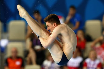 Lee competes in the diving men’s platform at the Baku 2015 European Games