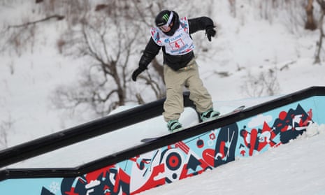 Britain's Mia Brookes in action during the women's snowboard slopestyle in Bakuriani, Georgia