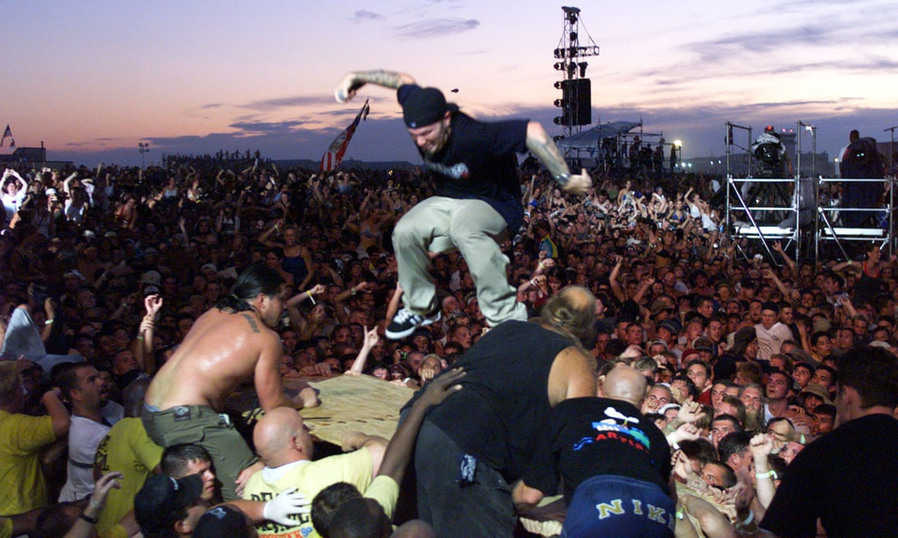 Take a look around … Limp Bizkit's Fred Durst whips the crowd into a frenzy at Woodstock 99.