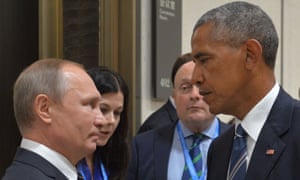 Vladimir Putin meets Barack Obama at the G20 Leaders Summit in Hangzhou on 5 September 2016