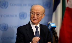 Yukiya Amano, director general of the International Atomic Energy Agency (IAEA), speaks to journalists after a UN security council meeting on supporting the Non-proliferation Treaty in New York this week. 5760.jpg?width=300&quality=85&auto=forma