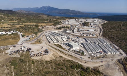 A drone view of the camp on Samos, Greece, September 2021.