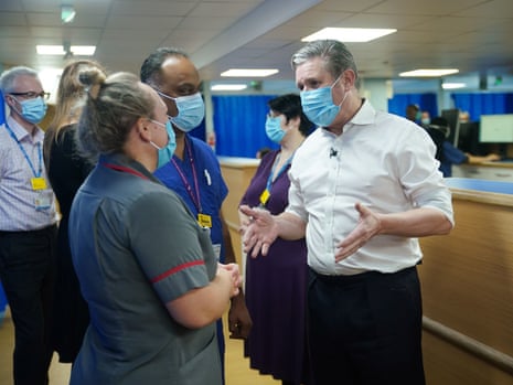 The Labour leader met hospital staff at the emergency department of Princess Alexandra hospital.