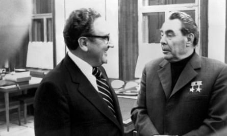 Henry Kissinger meeting the Soviet leader Leonid Brezhnev in Moscow, 1973.