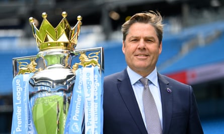 Richard Masters with the Premier League trophy
