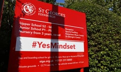 Sign outside St George's private school in Edinburgh, Scotland