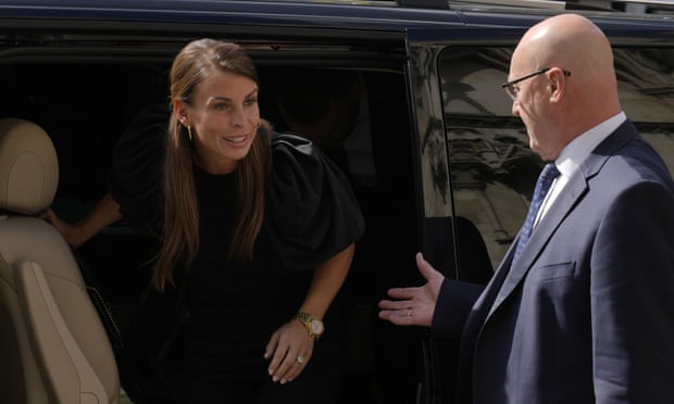 Coleen Rooney arriving at the high court in London, 12 May.