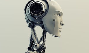 A futuristic cyborg head