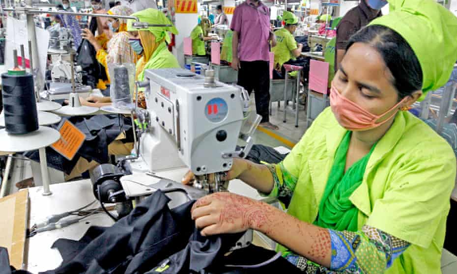 A worker at a garment factory in Bangladesh in May.