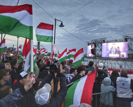 The election party of Tisza in Budapest, Hungary