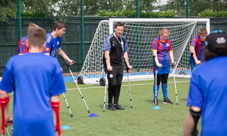 Participants at a disability football festival organised by the Premier League and the BT disability programme in 2019.