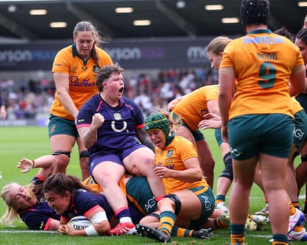 EnglandâÂÂs Hannah Botterman celebrates during SaturdayâÂÂs WXV Global Series victory over Australia.