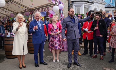 The Prince of Wales and the Duchess of Cornwall filmed the scenes in March when they visited the new Elstree set and met the Eastenders cast and crew. 