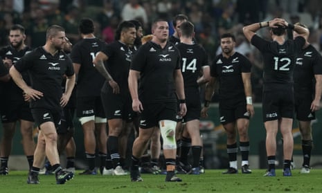 New Zealand's players at the end of the Rugby Championship defeat by South Africa last weekend.