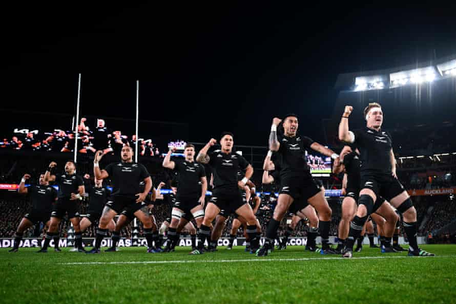 New Zealand players perform the haka.