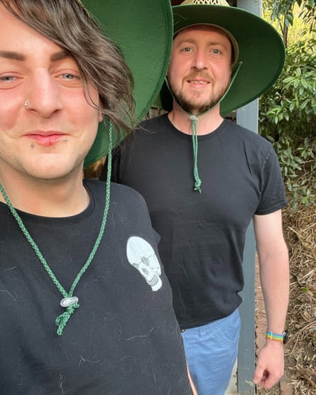 The couple enjoying gardening