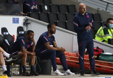 England Under-21s manager Lee Carsley with assistants Joleon Lescott and Ashley Cole.