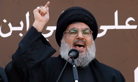 Hassan Nasrallah speaking to supporters in Beirut in 2013.