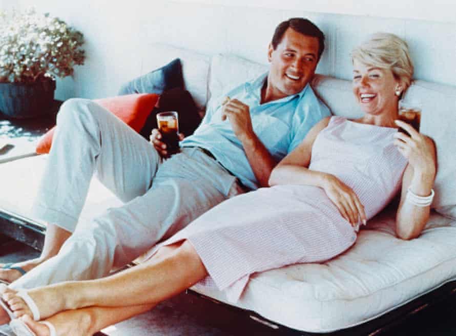 Doris Day and Rock Hudson relaxing together