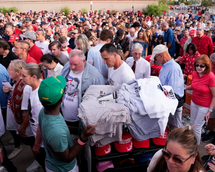 Charlie Kirk memorial latest updates: Trump and Vance to join tens of thousands of people at service for rightwing activist
