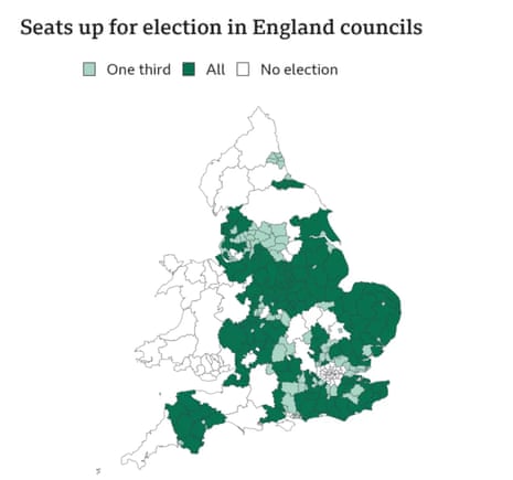 مناطق شورایی که در آن انتخابات در انگلستان برگزار می شود