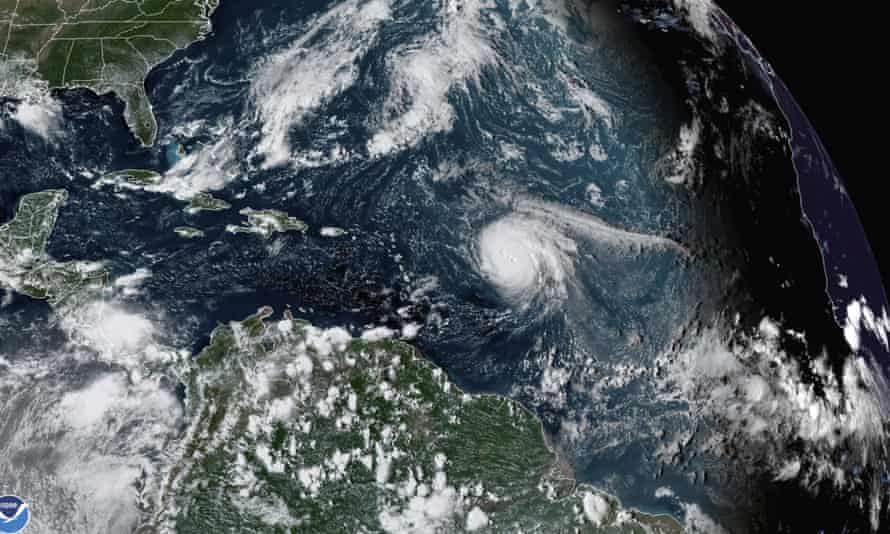 This satellite image provided by the National Oceanic and Atmospheric Administration shows Hurricane Sam